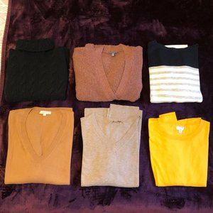 6 Long-Sleeved Sweaters (Bundle) - LOFT, L.L.Bean, J.Crew, Modcloth